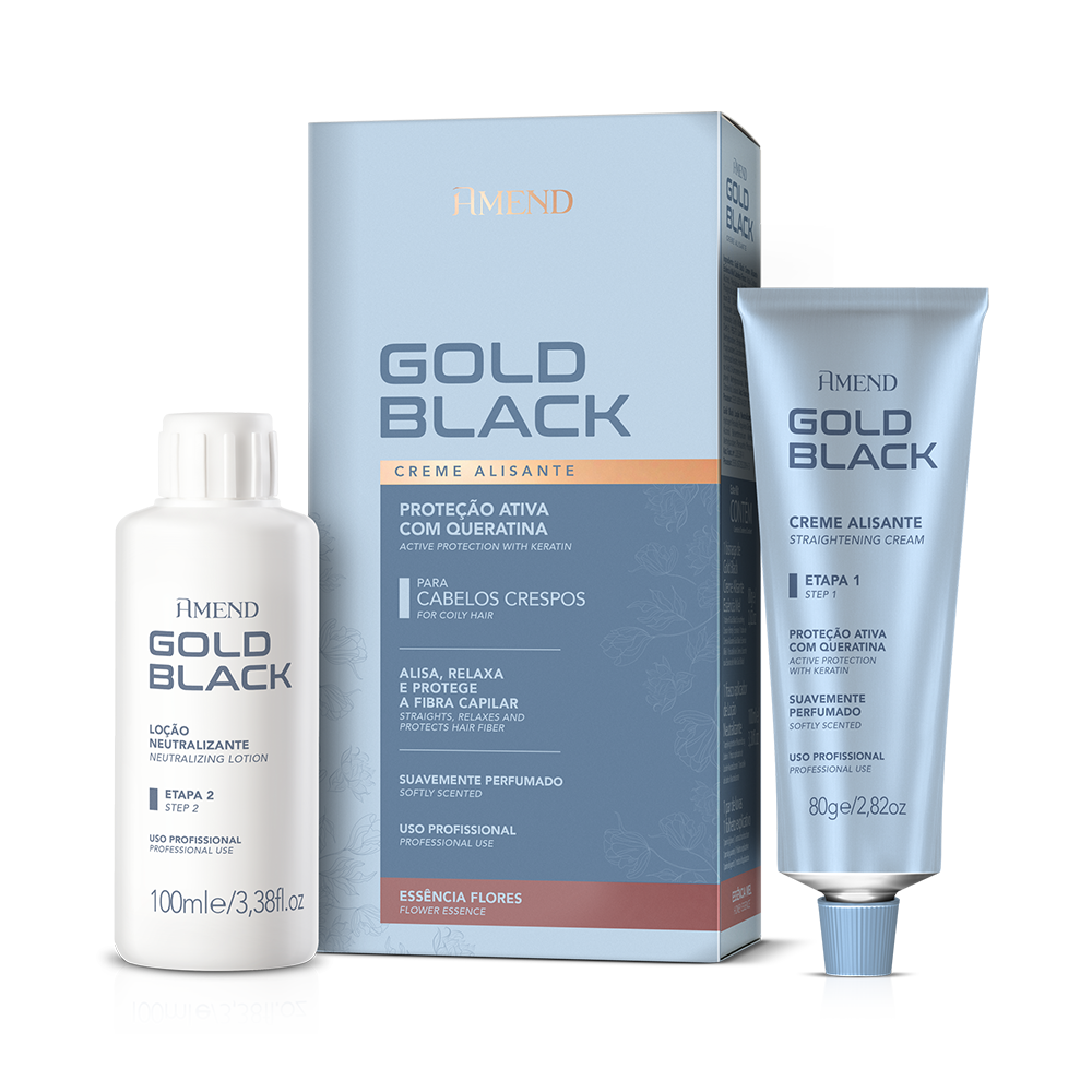 Kit Creme Alisante Amend Gold Black Flores